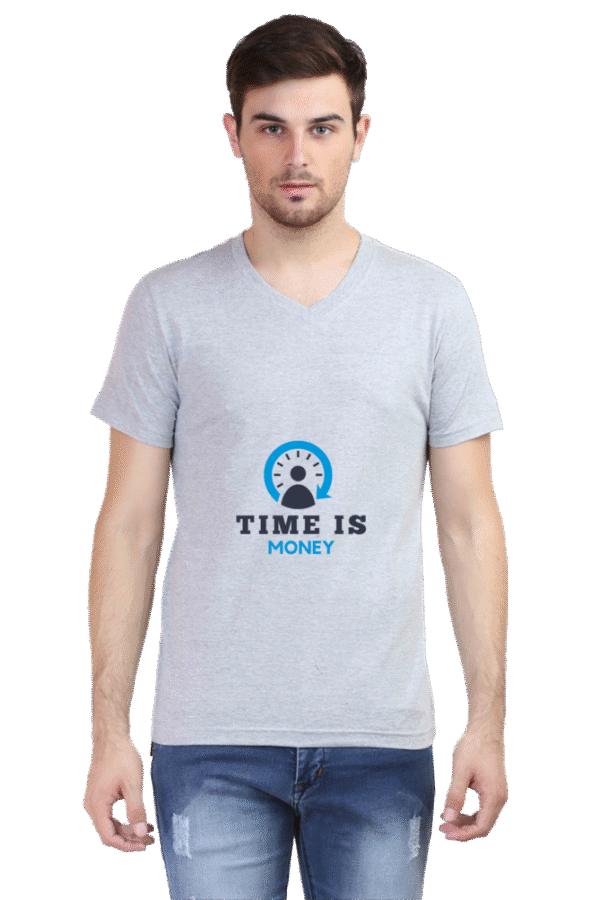 "Time is Money" – Men's V-Neck DTG Printed T-Shirt | Premium Comfort & Style